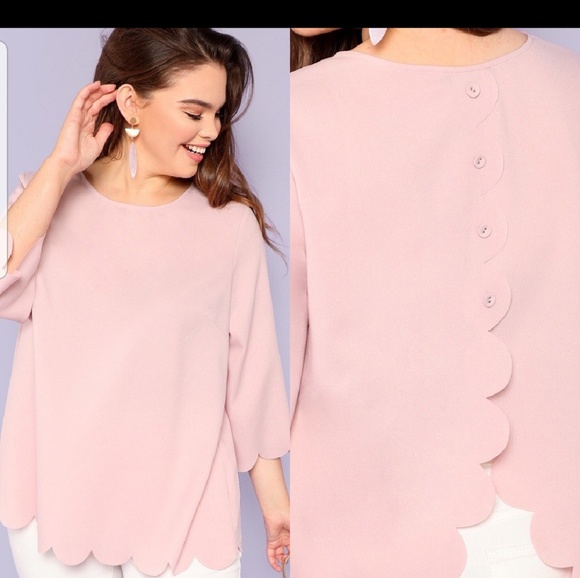 Pink Scalloped Back Blouse - Picture 2 of 3